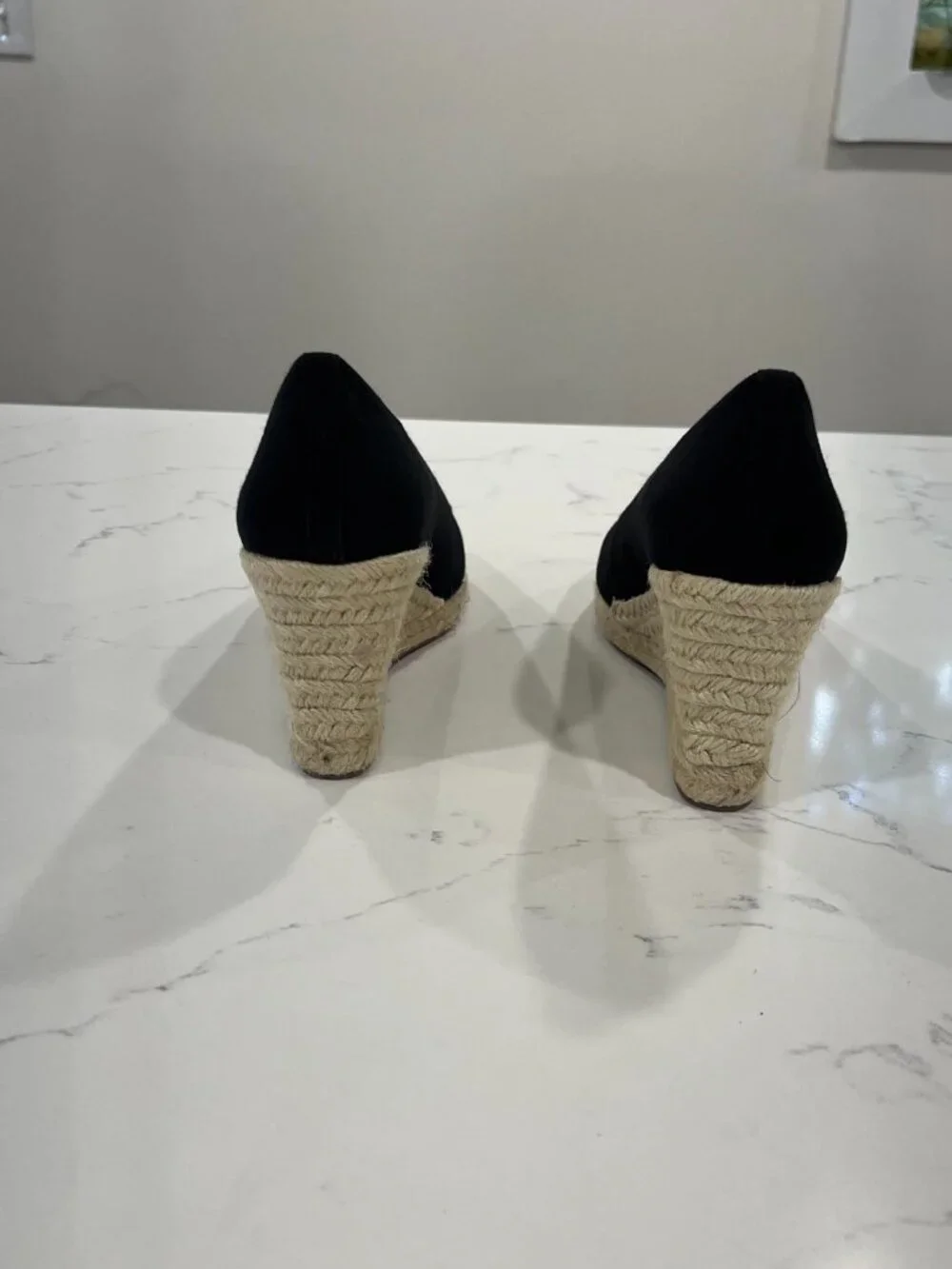 J.Crew Seville Espadrille Wedges in Black Canvas Size 7.5